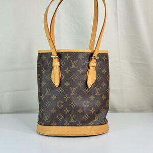 Louis Vuitton Petit Bucket Shoulder Bag Monogram Canvas